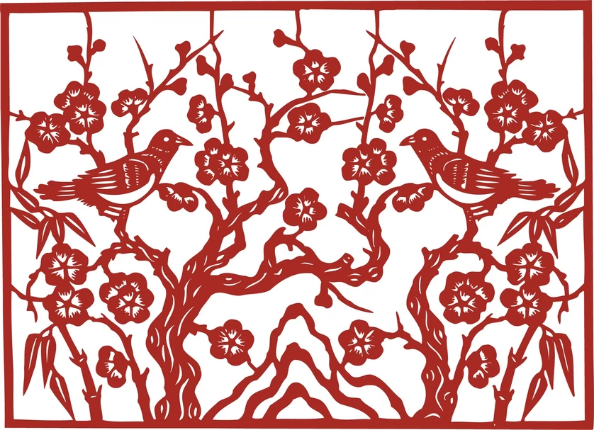 中国风中式传统喜庆民俗人物动物窗花剪纸插画边框AI矢量PNG素材【164】